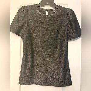 express shimmer black metallic blouse